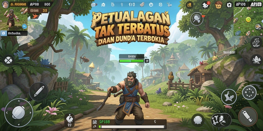 Tangkapan layar menampilkan aksi eksplorasi dalam dunia Open World API88.