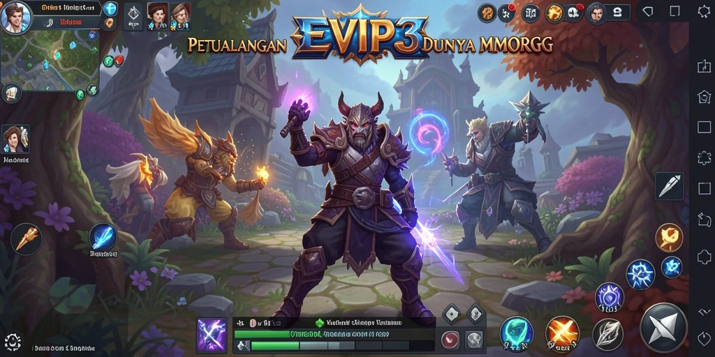 Tampilan gameplay menarik dari EVIP3 dalam dunia MMORPG.