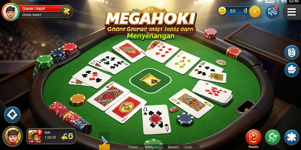 Tampilan gameplay seru dalam MEGAHOKI dengan elemen Gaple yang menarik.