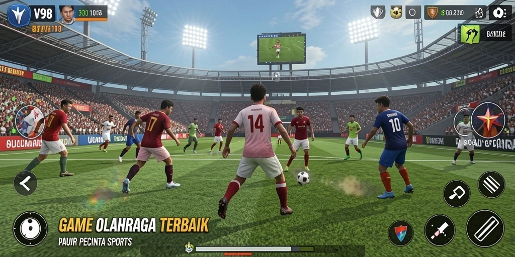 Tampilan gameplay V98 yang penuh aksi dan seru dalam olahraga.